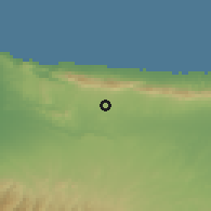 Shaded relief of the 55 km around Dağyolu, drawn from the GMTED2010 grid