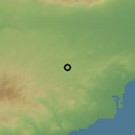 Shaded relief of the 55 km around Dali, drawn from the GMTED2010 grid