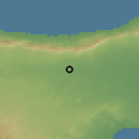 Shaded relief of the 55 km around Demirhan, drawn from the GMTED2010 grid