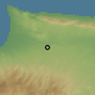 Shaded relief of the 55 km around Deneia, drawn from the GMTED2010 grid