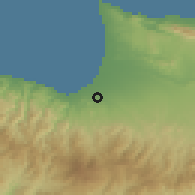 Shaded relief of the 55 km around Doğancı, drawn from the GMTED2010 grid
