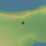 Shaded relief of the 55 km around Düzova, drawn from the GMTED2010 grid