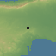 Shaded relief of the 55 km around Edemli, drawn from the GMTED2010 grid