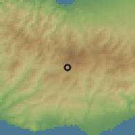 Shaded relief of the 55 km around Foini, drawn from the GMTED2010 grid