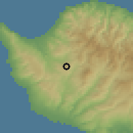 Shaded relief of the 55 km around Fyti, drawn from the GMTED2010 grid