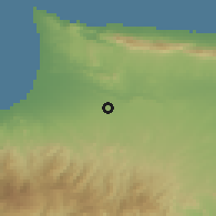 Shaded relief of the 55 km around Gayretköy, drawn from the GMTED2010 grid