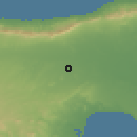 Shaded relief of the 55 km around Gaziköy, drawn from the GMTED2010 grid