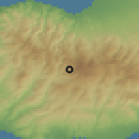 Shaded relief of the 55 km around Agios Dimitrios, drawn from the GMTED2010 grid