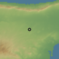 Shaded relief of the 55 km around Geri, drawn from the GMTED2010 grid