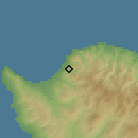Shaded relief of the 55 km around Gialia, drawn from the GMTED2010 grid