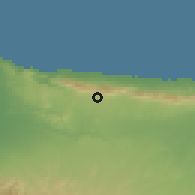 Shaded relief of the 55 km around Göçeri, drawn from the GMTED2010 grid