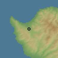 Shaded relief of the 55 km around Goudi, drawn from the GMTED2010 grid
