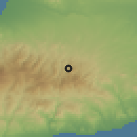 Shaded relief of the 55 km around Gourri, drawn from the GMTED2010 grid