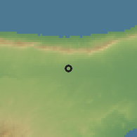Shaded relief of the 55 km around Haspolat, drawn from the GMTED2010 grid