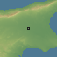 Shaded relief of the 55 km around İnönü, drawn from the GMTED2010 grid