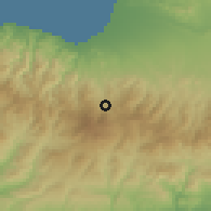 Shaded relief of the 55 km around Kakopetria, drawn from the GMTED2010 grid