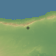 Shaded relief of the 55 km around Kalavaç, drawn from the GMTED2010 grid