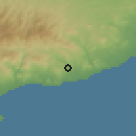 Shaded relief of the 55 km around Kalavasos, drawn from the GMTED2010 grid