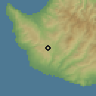 Shaded relief of the 55 km around Kallepeia, drawn from the GMTED2010 grid