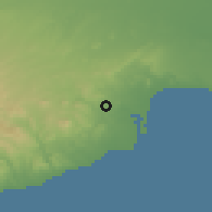 Shaded relief of the 55 km around Kalo Chorio, drawn from the GMTED2010 grid