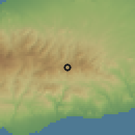 Shaded relief of the 55 km around Kampi, drawn from the GMTED2010 grid
