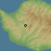 Shaded relief of the 55 km around Kannaviou, drawn from the GMTED2010 grid