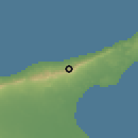 Shaded relief of the 55 km around Kantara, drawn from the GMTED2010 grid