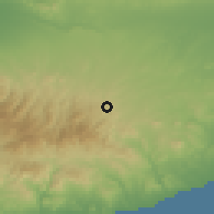 Shaded relief of the 55 km around Kapedes, drawn from the GMTED2010 grid