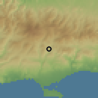 Shaded relief of the 55 km around Kapileio, drawn from the GMTED2010 grid