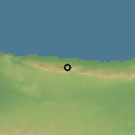 Shaded relief of the 55 km around Karaman, drawn from the GMTED2010 grid