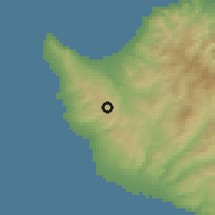Shaded relief of the 55 km around Kathikas, drawn from the GMTED2010 grid