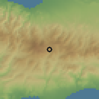 Shaded relief of the 55 km around Kato Amiantos, drawn from the GMTED2010 grid
