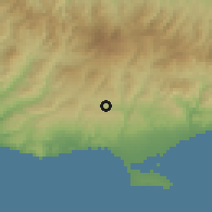 Shaded relief of the 55 km around Kato Kivides, drawn from the GMTED2010 grid