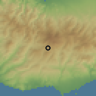 Shaded relief of the 55 km around Kato Platres, drawn from the GMTED2010 grid