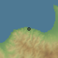 Shaded relief of the 55 km around Kato Pyrgos, drawn from the GMTED2010 grid