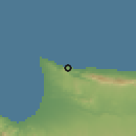 Shaded relief of the 55 km around Kayalar, drawn from the GMTED2010 grid