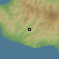 Shaded relief of the 55 km around Kelokedara, drawn from the GMTED2010 grid