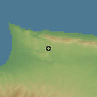 Shaded relief of the 55 km around Kılıçarslan, drawn from the GMTED2010 grid