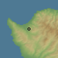 Shaded relief of the 55 km around Agios Isidoros, drawn from the GMTED2010 grid