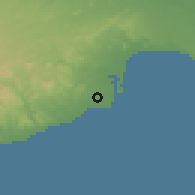 Shaded relief of the 55 km around Kiti, drawn from the GMTED2010 grid