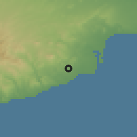 Shaded relief of the 55 km around Kivisili, drawn from the GMTED2010 grid