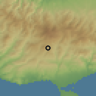 Shaded relief of the 55 km around Koilani, drawn from the GMTED2010 grid