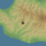 Shaded relief of the 55 km around Koilineia, drawn from the GMTED2010 grid