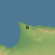 Shaded relief of the 55 km around Koruçam, drawn from the GMTED2010 grid