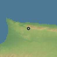 Shaded relief of the 55 km around Kozan, drawn from the GMTED2010 grid