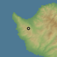 Shaded relief of the 55 km around Kritou Tera, drawn from the GMTED2010 grid