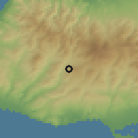 Shaded relief of the 55 km around Agios Nikolaos, drawn from the GMTED2010 grid