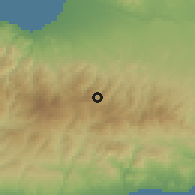 Shaded relief of the 55 km around Lagoudera, drawn from the GMTED2010 grid