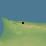 Shaded relief of the 55 km around Lapta, drawn from the GMTED2010 grid