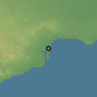 Shaded relief of the 55 km around Larnaca, drawn from the GMTED2010 grid